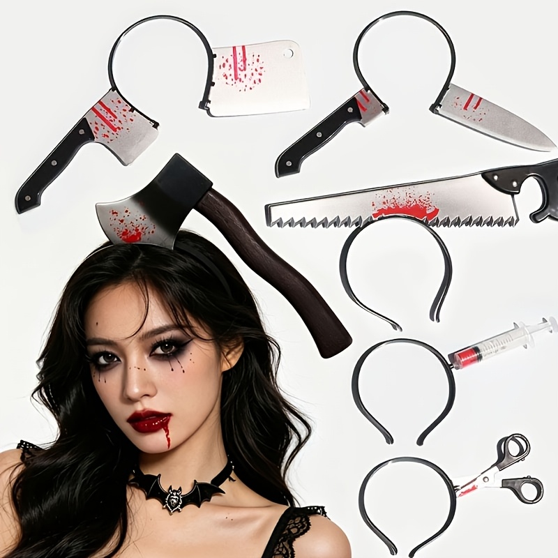 Cosplay Prop Knife - Dekorasi Halloween, Hiasan Kepala Berbentuk Kapak,